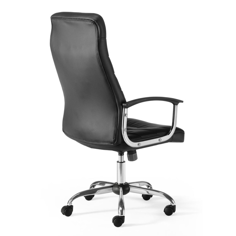 Sillón de oficina JULIEN, elegante, base en metal, en piel negra