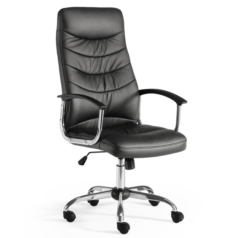 Sillón de oficina JULIEN, elegante, base en metal, en piel negra