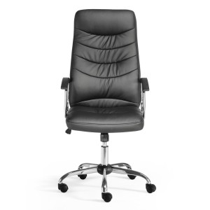 Sillón de oficina JULIEN, elegante, base en metal, en piel negra