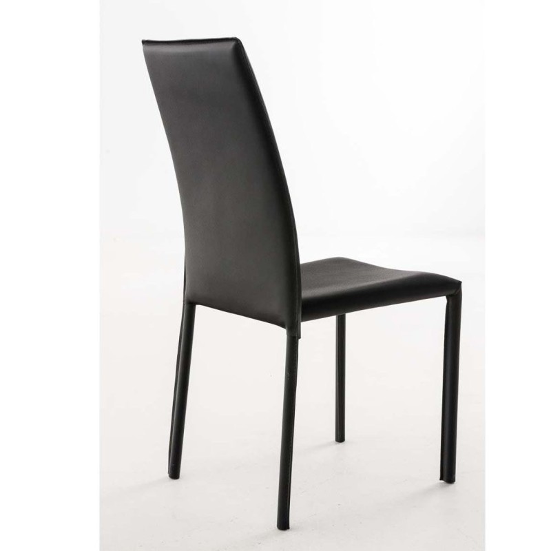 Silla de Confidente LAURA, tapizada en piel color negro