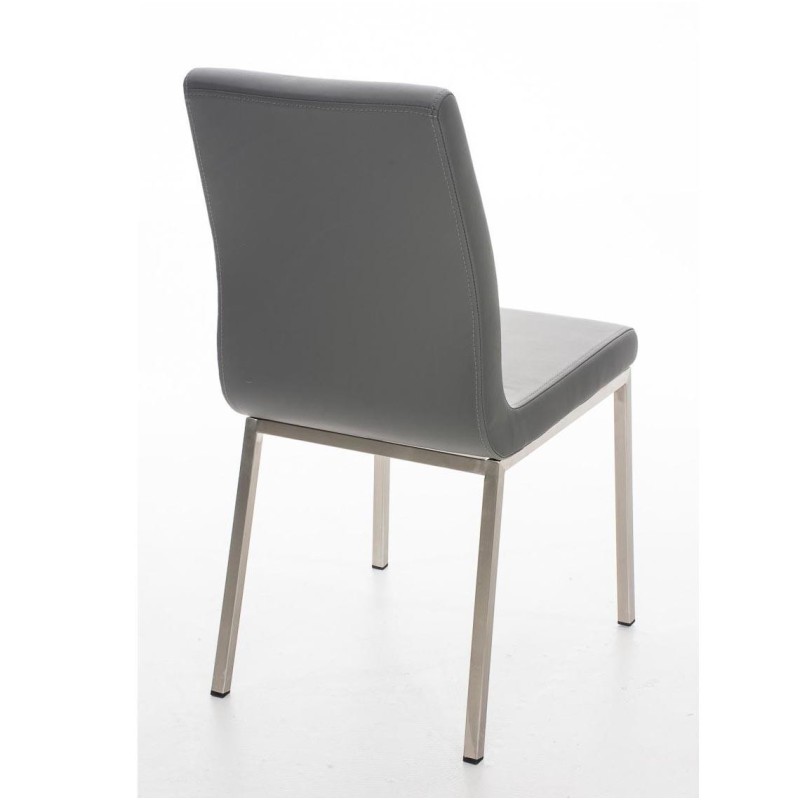 Silla de Confidente COLOMO, de acero inoxidable y tapizada en piel color negro