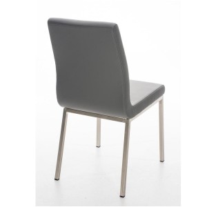 Silla de Confidente COLOMO, de acero inoxidable y tapizada en piel color negro