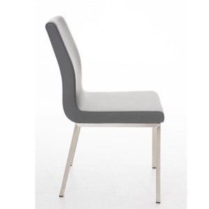 Silla de Confidente COLOMO, de acero inoxidable y tapizada en piel color negro