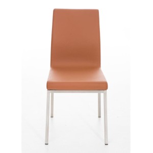 Silla de Confidente COLOMO, de acero inoxidable y tapizada en piel color negro