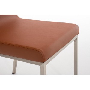 Silla de Confidente COLOMO, de acero inoxidable y tapizada en piel color negro