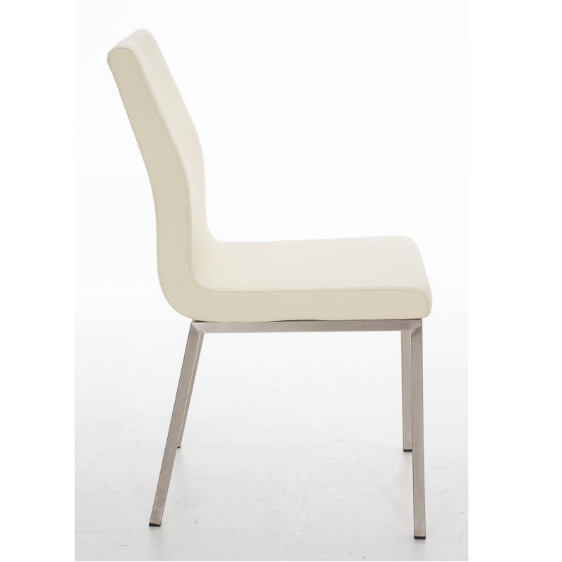 Silla de Confidente COLOMO, de acero inoxidable y tapizada en piel color negro