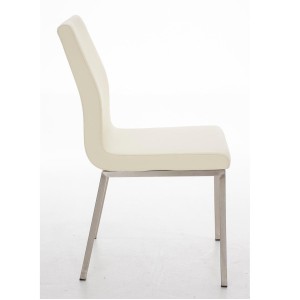 Silla de Confidente COLOMO, de acero inoxidable y tapizada en piel color negro