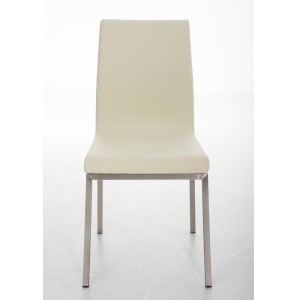 Silla de Confidente COLOMO, de acero inoxidable y tapizada en piel color negro