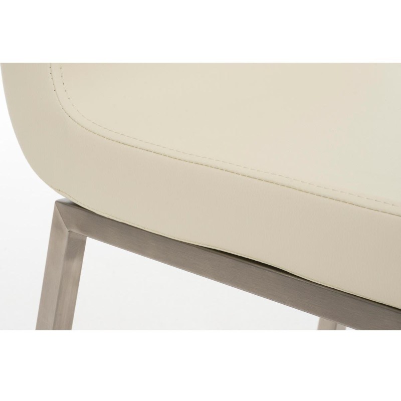 Silla de Confidente COLOMO, de acero inoxidable y tapizada en piel color negro