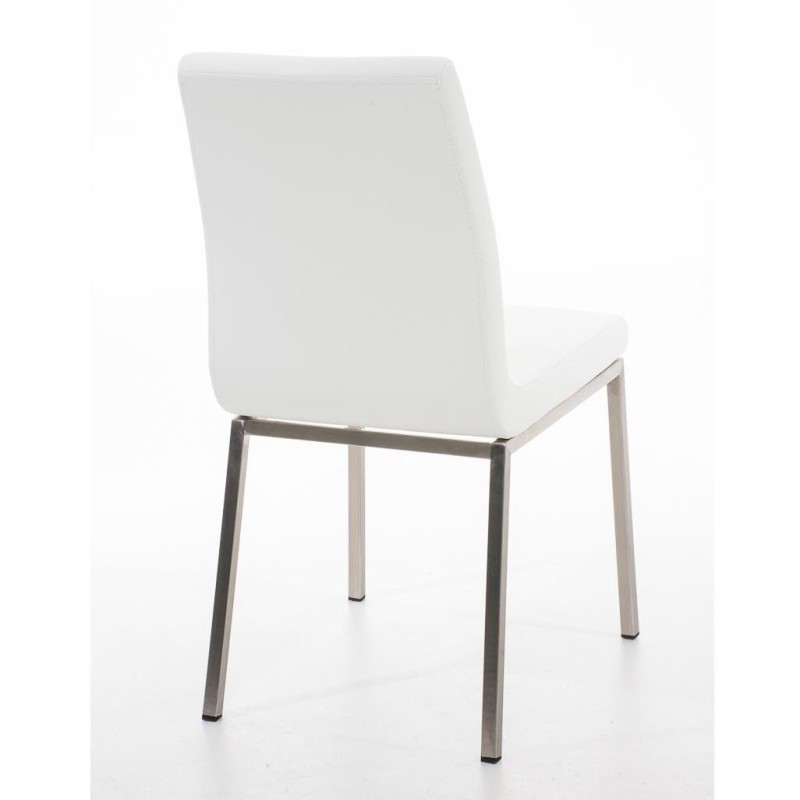 Silla de Confidente COLOMO, de acero inoxidable y tapizada en piel color negro