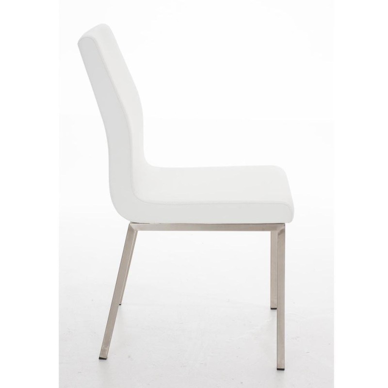 Silla de Confidente COLOMO, de acero inoxidable y tapizada en piel color negro