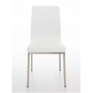 Silla de Confidente COLOMO, de acero inoxidable y tapizada en piel color negro