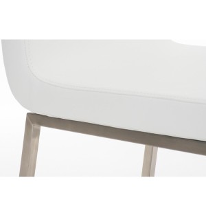 Silla de Confidente COLOMO, de acero inoxidable y tapizada en piel color negro