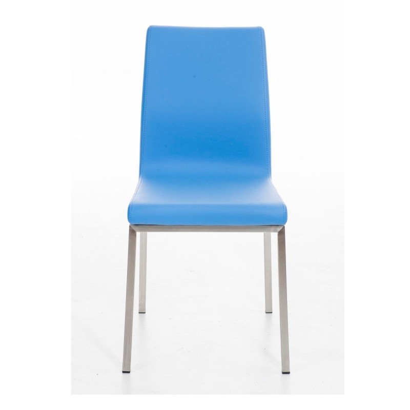 Silla de Confidente COLOMO, de acero inoxidable y tapizada en piel color negro