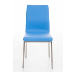 Silla de Confidente COLOMO, de acero inoxidable y tapizada en piel color negro