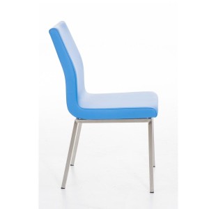 Silla de Confidente COLOMO, de acero inoxidable y tapizada en piel color negro