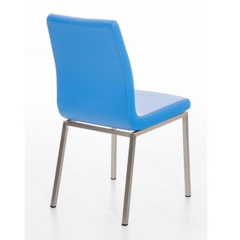 Silla de Confidente COLOMO, de acero inoxidable y tapizada en piel color negro