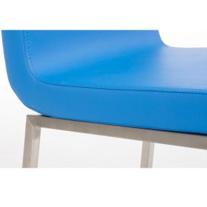 Silla de Confidente COLOMO, de acero inoxidable y tapizada en piel color negro