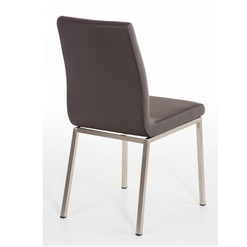 Silla de Confidente COLOMO, de acero inoxidable y tapizada en piel color negro