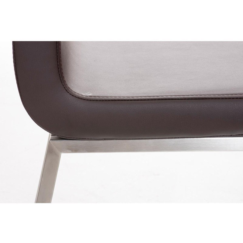 Silla de Confidente COLOMO, de acero inoxidable y tapizada en piel color negro