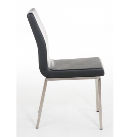 Silla de Confidente COLOMO, de acero inoxidable y tapizada en piel color negro 2