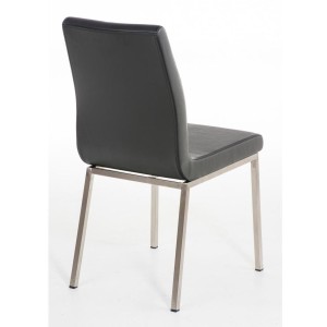 Silla de Confidente COLOMO, de acero inoxidable y tapizada en piel color negro