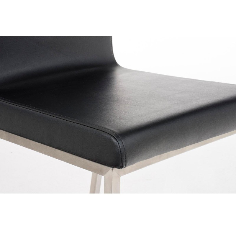 Silla de Confidente COLOMO, de acero inoxidable y tapizada en piel color negro