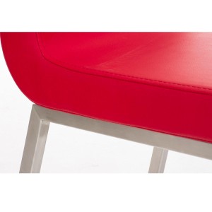 Silla de Confidente COLOMO, de acero inoxidable y tapizada en piel color negro