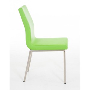 Silla de Confidente COLOMO, de acero inoxidable y tapizada en piel color negro