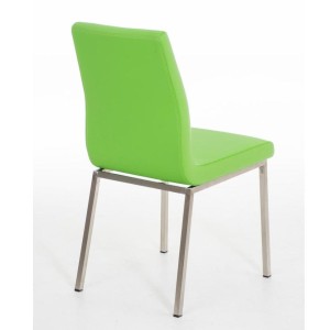 Silla de Confidente COLOMO, de acero inoxidable y tapizada en piel color negro