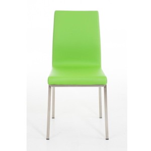 Silla de Confidente COLOMO, de acero inoxidable y tapizada en piel color negro