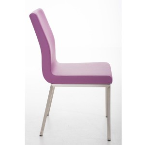 Silla de Confidente COLOMO, de acero inoxidable y tapizada en piel color negro