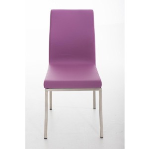 Silla de Confidente COLOMO, de acero inoxidable y tapizada en piel color negro