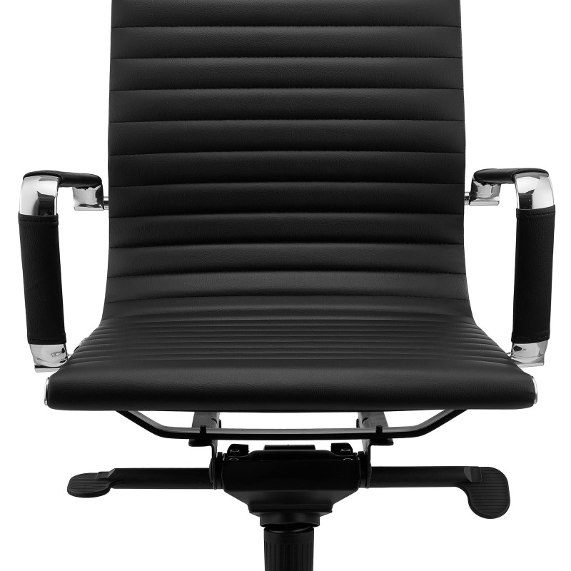 Silla de oficina DORIS, estructura cromada, en piel negra