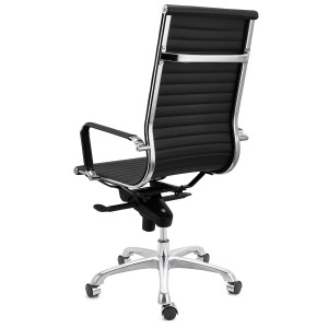 Silla de oficina DORIS, estructura cromada, en piel negra