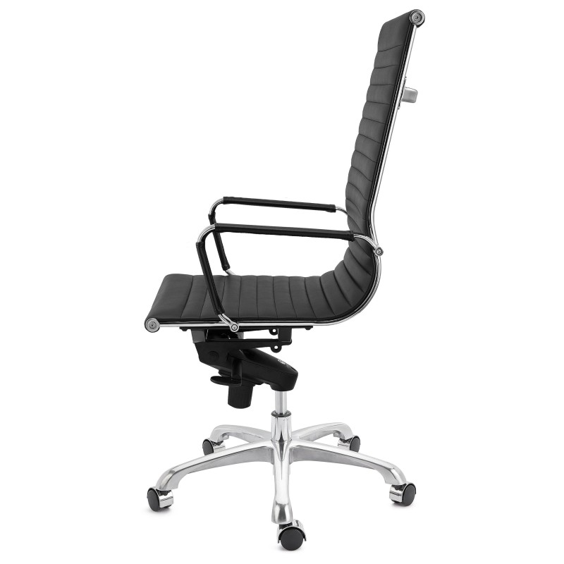Silla de oficina DORIS, estructura cromada, en piel negra