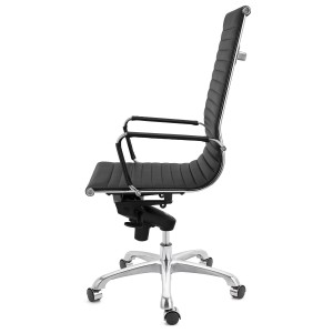 Silla de oficina DORIS, estructura cromada, en piel negra