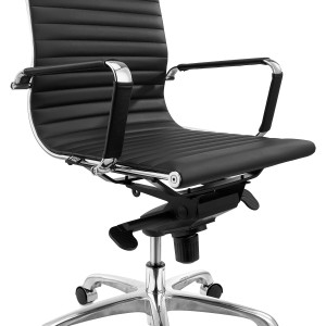 Silla de oficina DORIS, estructura cromada, en piel negra