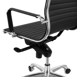 Silla de oficina DORIS, estructura cromada, en piel negra