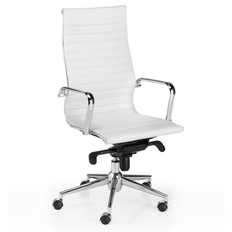 Silla de oficina DORIS, estructura cromada, en piel negra