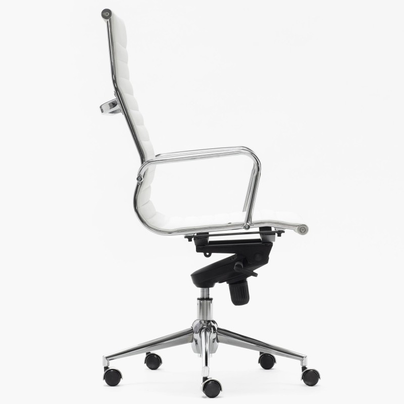Silla de oficina DORIS, estructura cromada, en piel negra