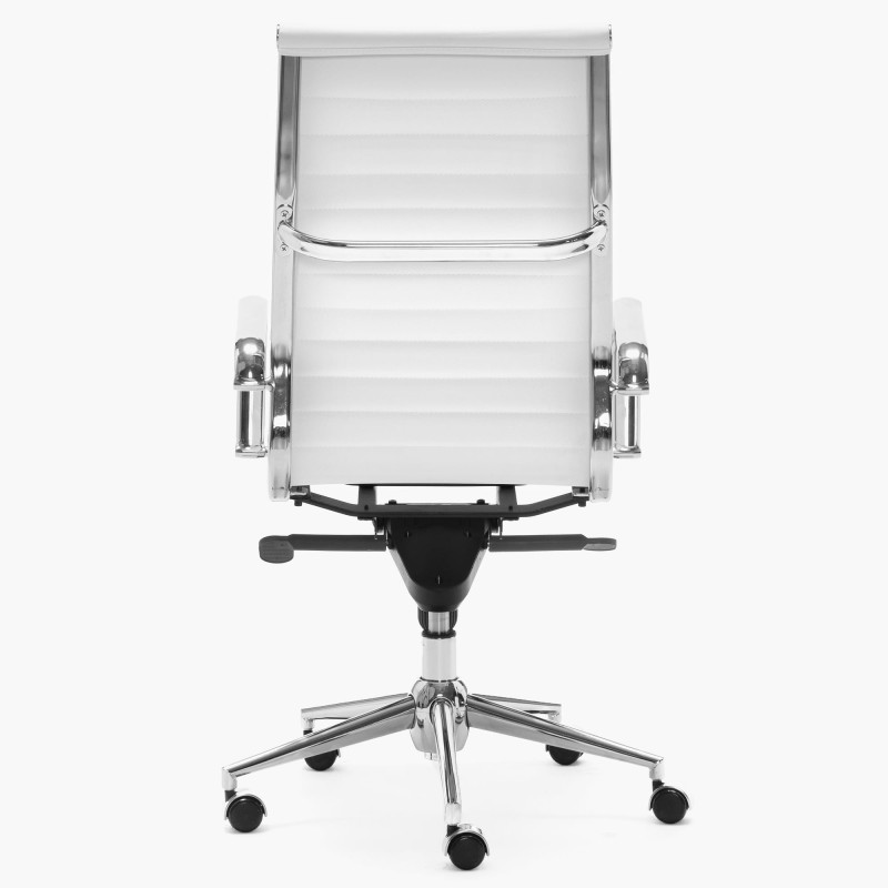 Silla de oficina DORIS, estructura cromada, en piel negra