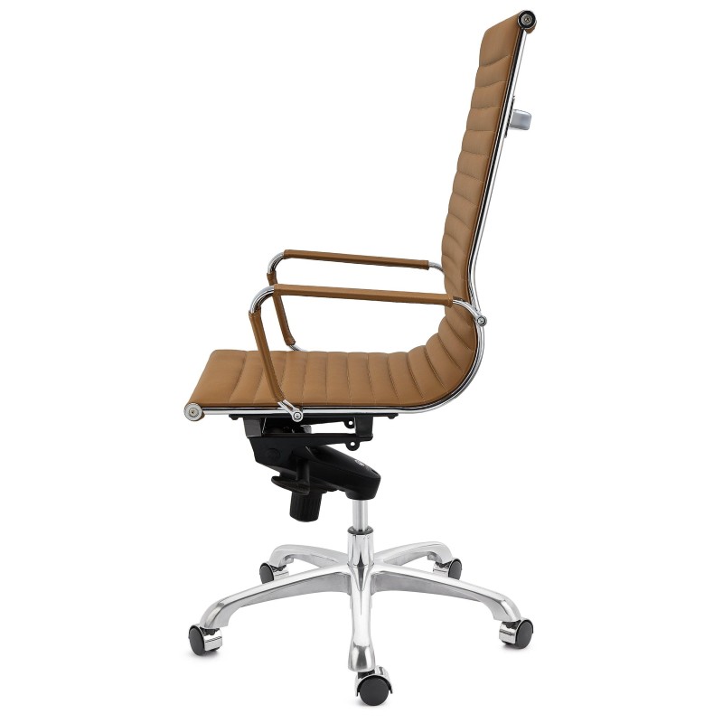 Silla de oficina DORIS, estructura cromada, en piel negra