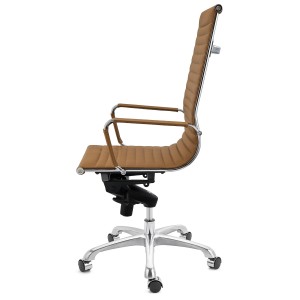 Silla de oficina DORIS, estructura cromada, en piel negra
