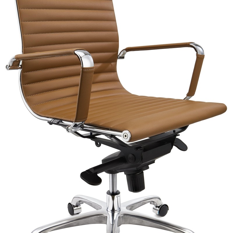 Silla de oficina DORIS, estructura cromada, en piel negra