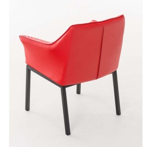 Silla de confidente OCTAVIO, estructura en negro y tapizado en piel roja