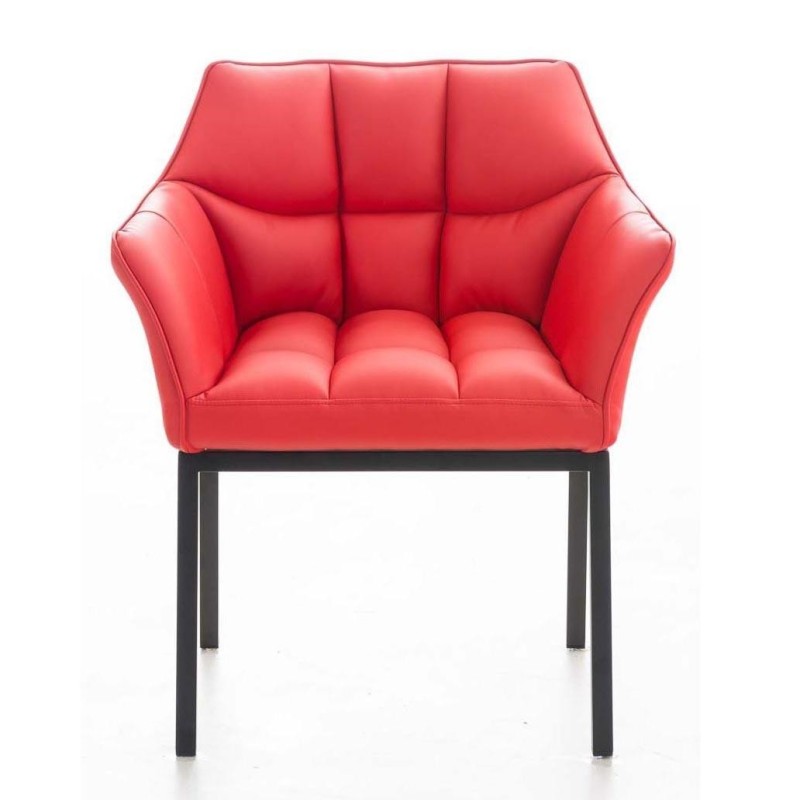 Silla de confidente OCTAVIO, estructura en negro y tapizado en piel roja
