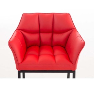 Silla de confidente OCTAVIO, estructura en negro y tapizado en piel roja