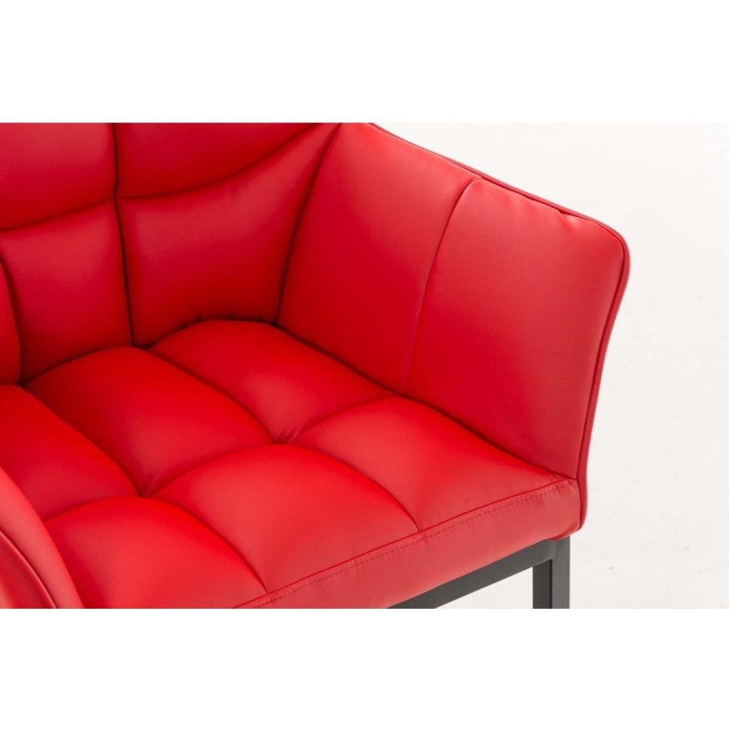 Silla de confidente OCTAVIO, estructura en negro y tapizado en piel roja