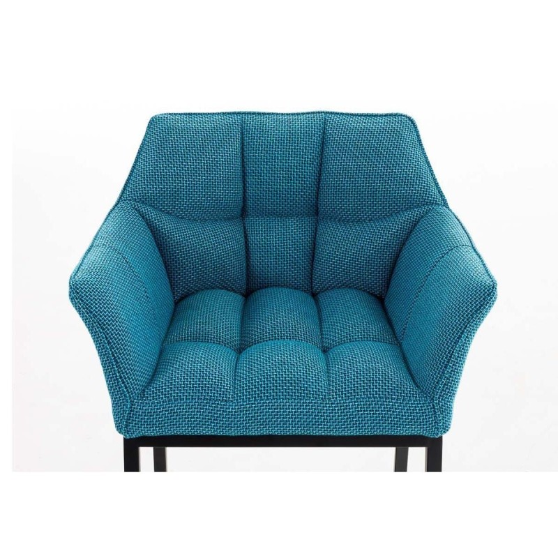 Silla de confidente OCTAVIO TELA, estructura en negro y tapizado en blanco